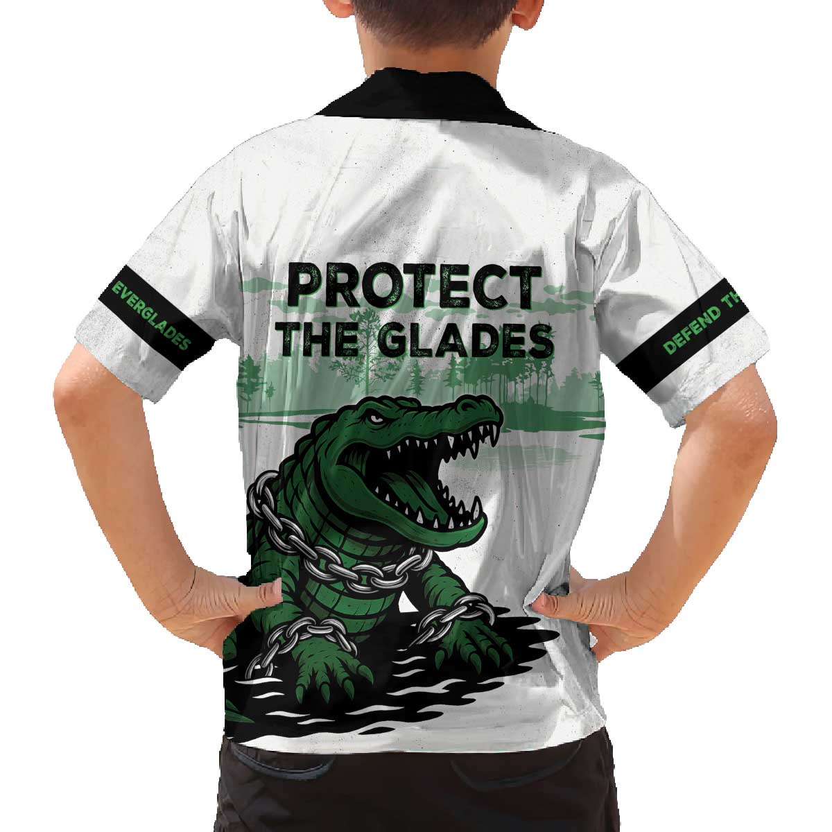 Alligator Alcatraz Defend Human Rights Family Matching Off The Shoulder Long Sleeve Dress and Hawaiian Shirt Defend The Everglades - Wonder Print Shop