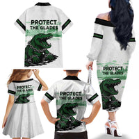 Alligator Alcatraz Defend Human Rights Family Matching Off The Shoulder Long Sleeve Dress and Hawaiian Shirt Defend The Everglades - Wonder Print Shop