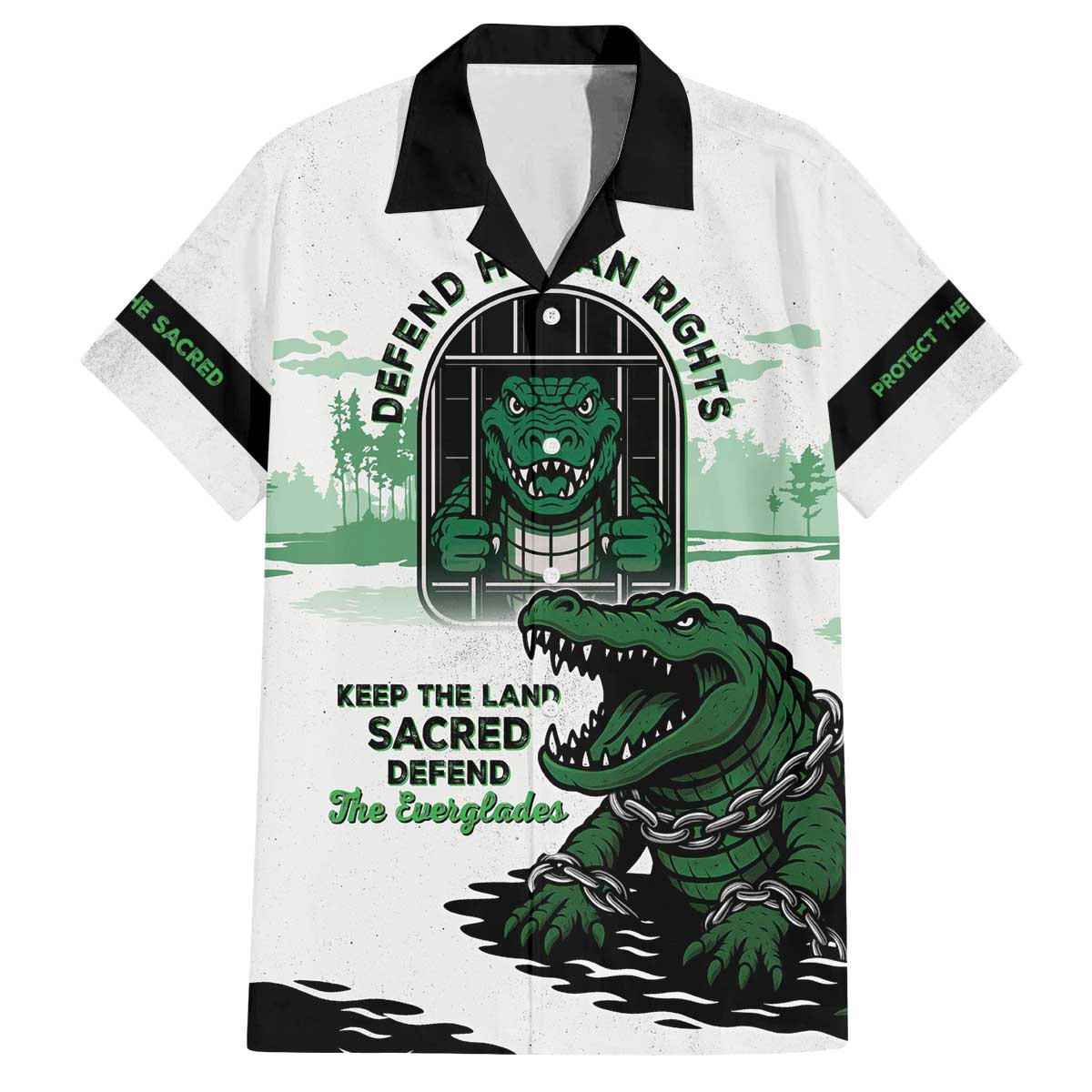Alligator Alcatraz Defend Human Rights Family Matching Off The Shoulder Long Sleeve Dress and Hawaiian Shirt Defend The Everglades - Wonder Print Shop
