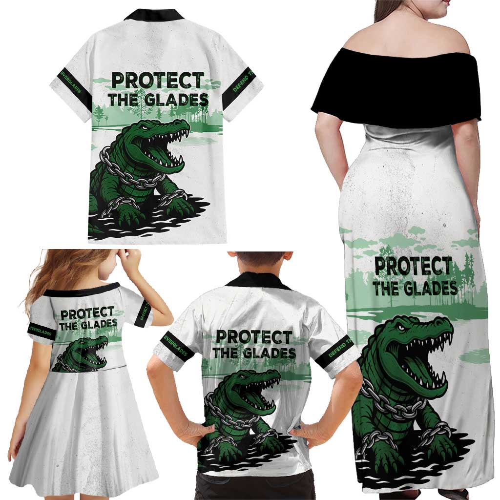 Alligator Alcatraz Defend Human Rights Family Matching Off Shoulder Maxi Dress and Hawaiian Shirt Defend The Everglades - Wonder Print Shop