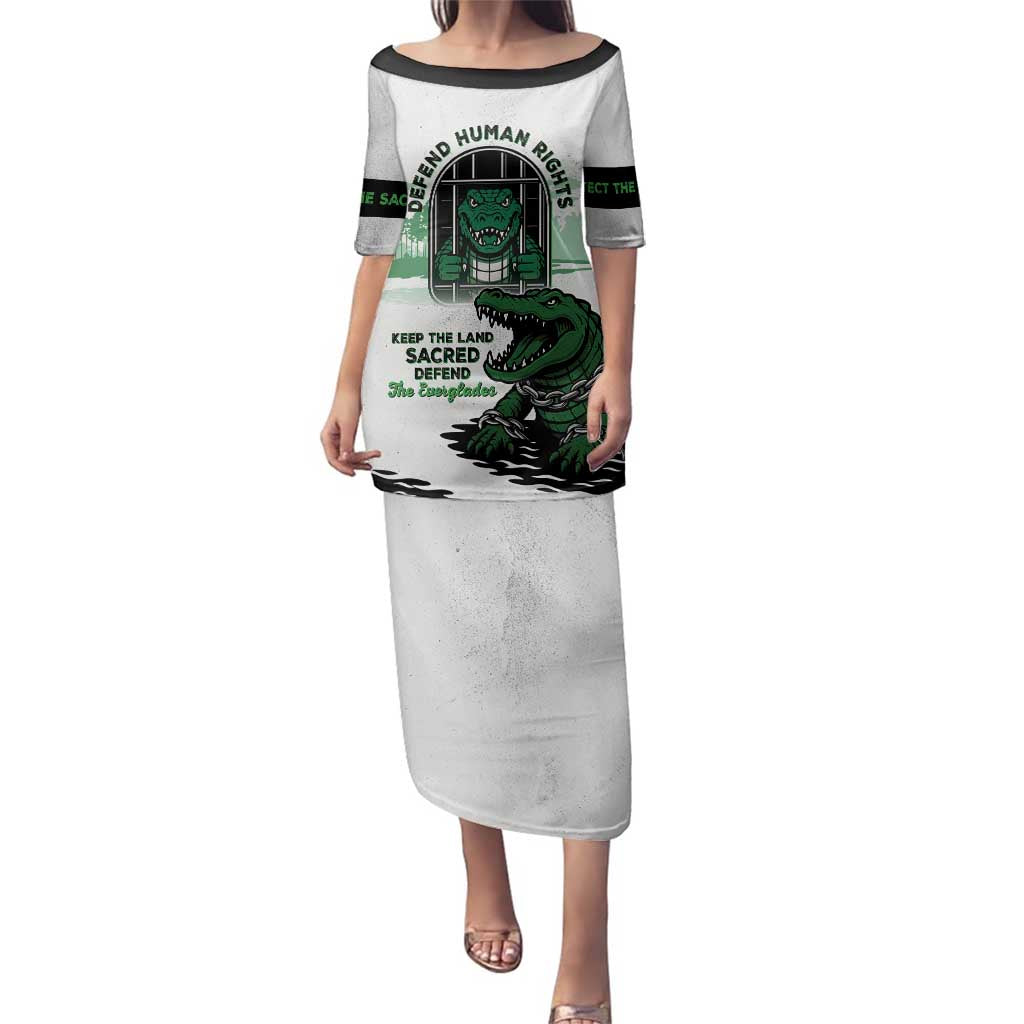 Alligator Alcatraz Defend Human Rights Family Matching Puletasi and Hawaiian Shirt Defend The Everglades - Wonder Print Shop