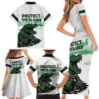 Alligator Alcatraz Defend Human Rights Family Matching Short Sleeve Bodycon Dress and Hawaiian Shirt Defend The Everglades - Wonder Print Shop