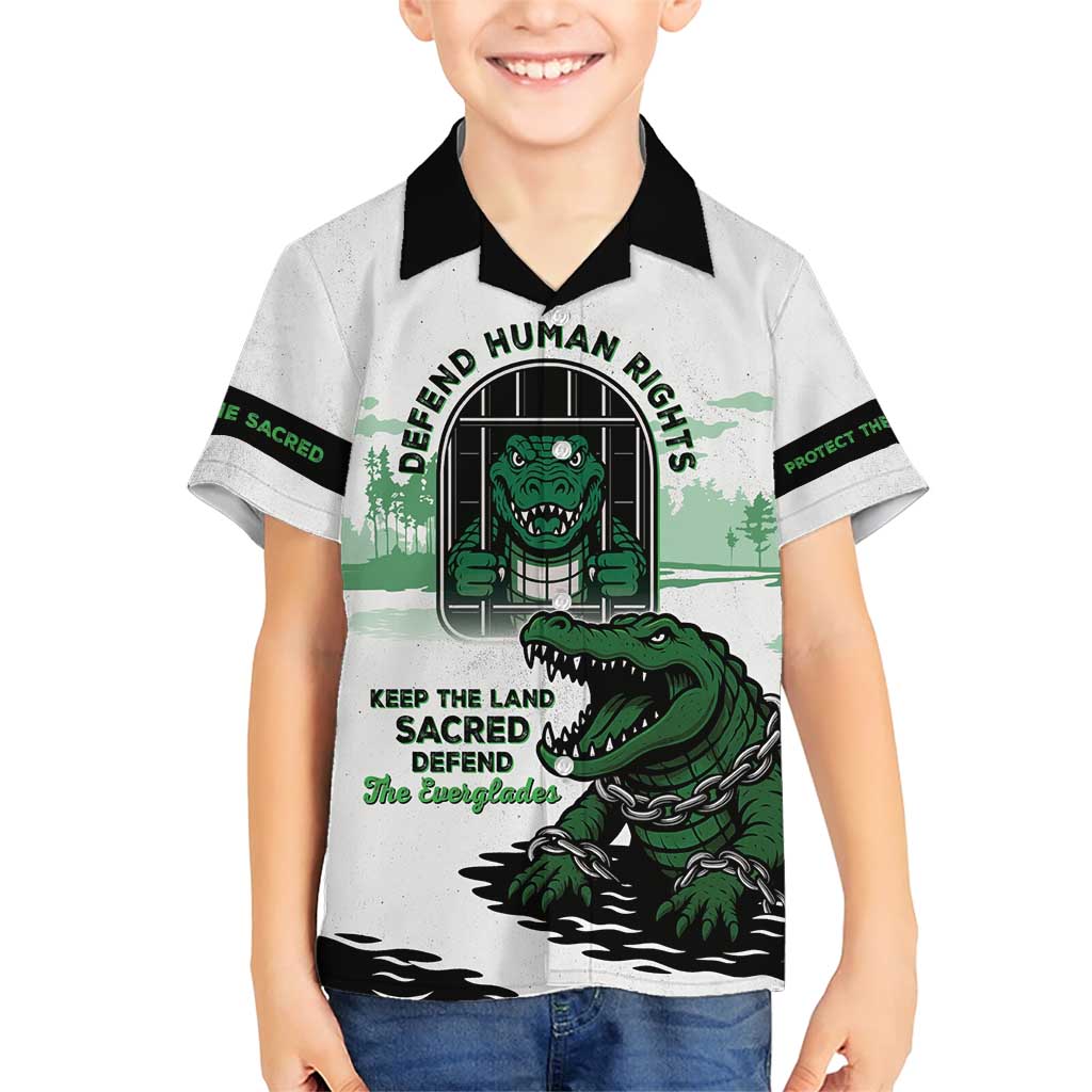 Alligator Alcatraz Defend Human Rights Family Matching Short Sleeve Bodycon Dress and Hawaiian Shirt Defend The Everglades - Wonder Print Shop