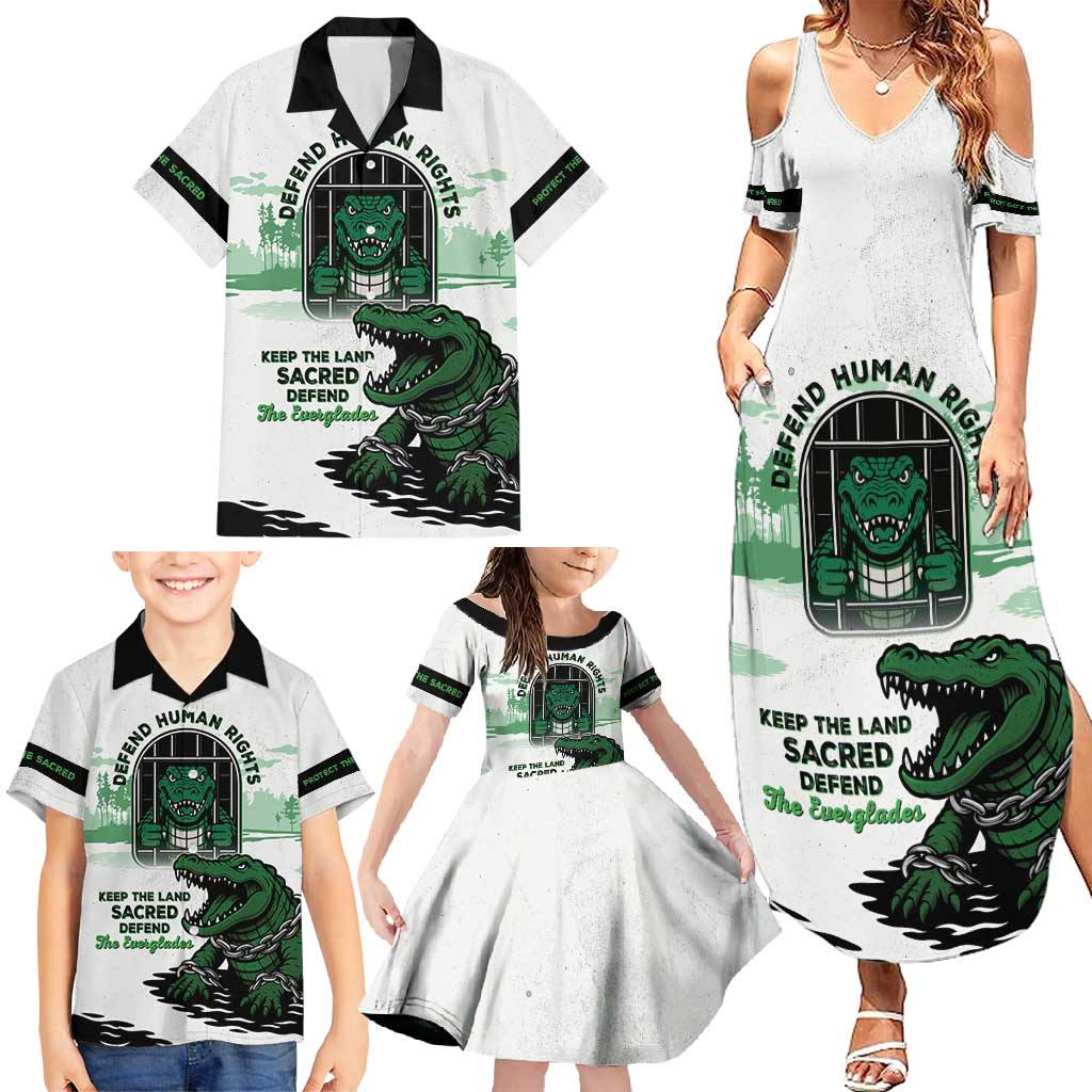 Alligator Alcatraz Defend Human Rights Family Matching Summer Maxi Dress and Hawaiian Shirt Defend The Everglades - Wonder Print Shop