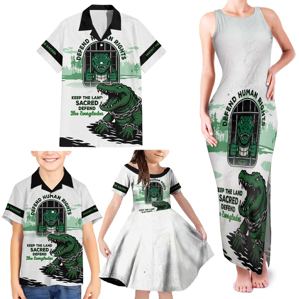 Alligator Alcatraz Defend Human Rights Family Matching Tank Maxi Dress and Hawaiian Shirt Defend The Everglades - Wonder Print Shop