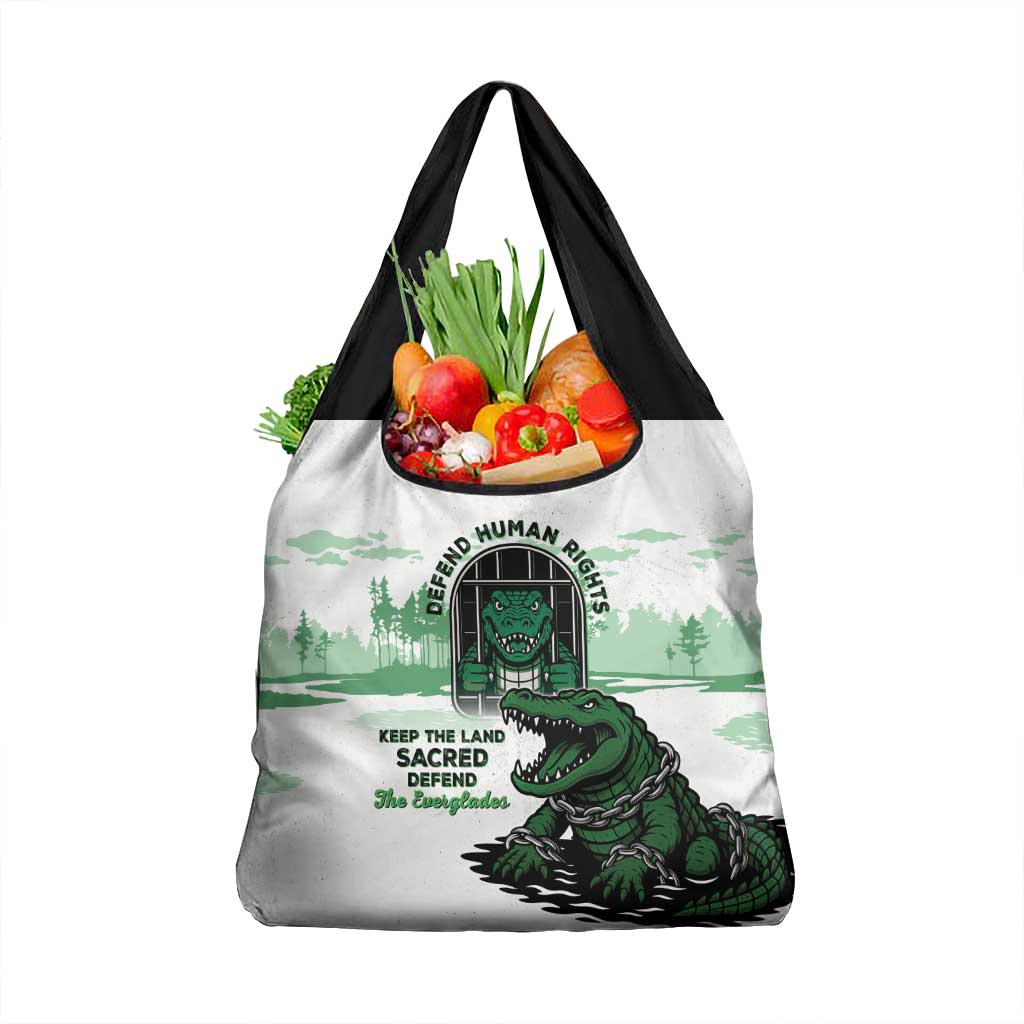 Alligator Alcatraz Defend Human Rights Grocery Bag Defend The Everglades - Wonder Print Shop