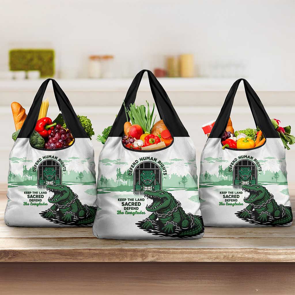 Alligator Alcatraz Defend Human Rights Grocery Bag Defend The Everglades - Wonder Print Shop