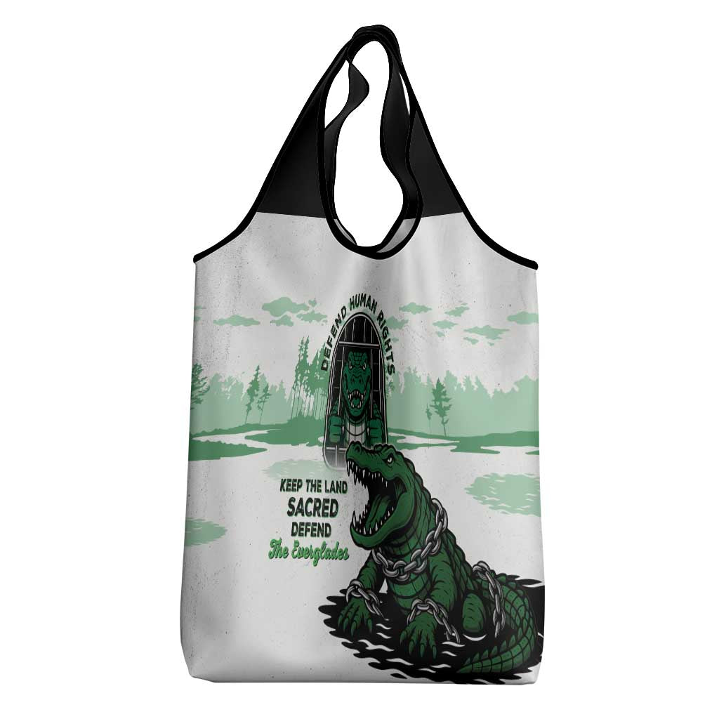 Alligator Alcatraz Defend Human Rights Grocery Bag Defend The Everglades - Wonder Print Shop