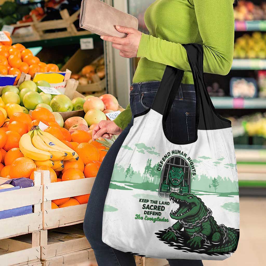 Alligator Alcatraz Defend Human Rights Grocery Bag Defend The Everglades - Wonder Print Shop