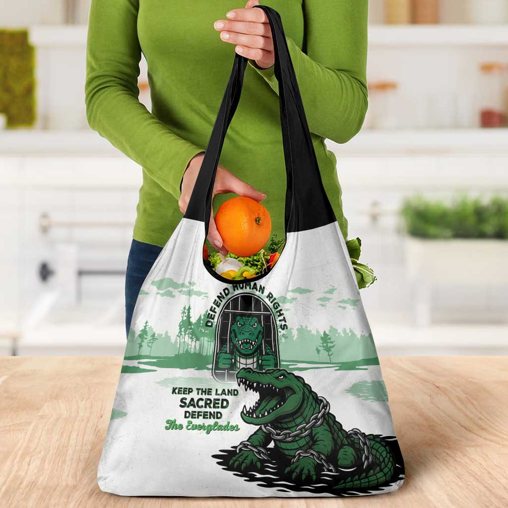 Alligator Alcatraz Defend Human Rights Grocery Bag Defend The Everglades - Wonder Print Shop