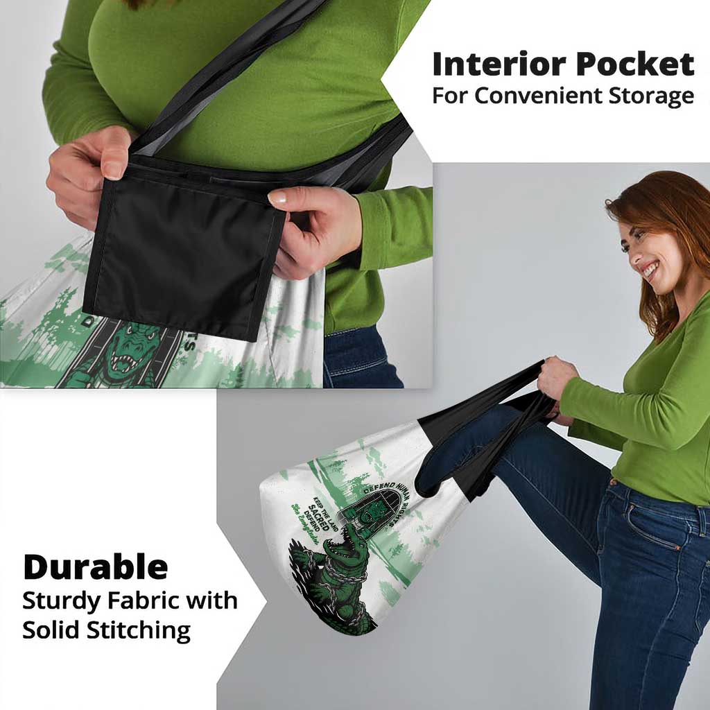 Alligator Alcatraz Defend Human Rights Grocery Bag Defend The Everglades - Wonder Print Shop