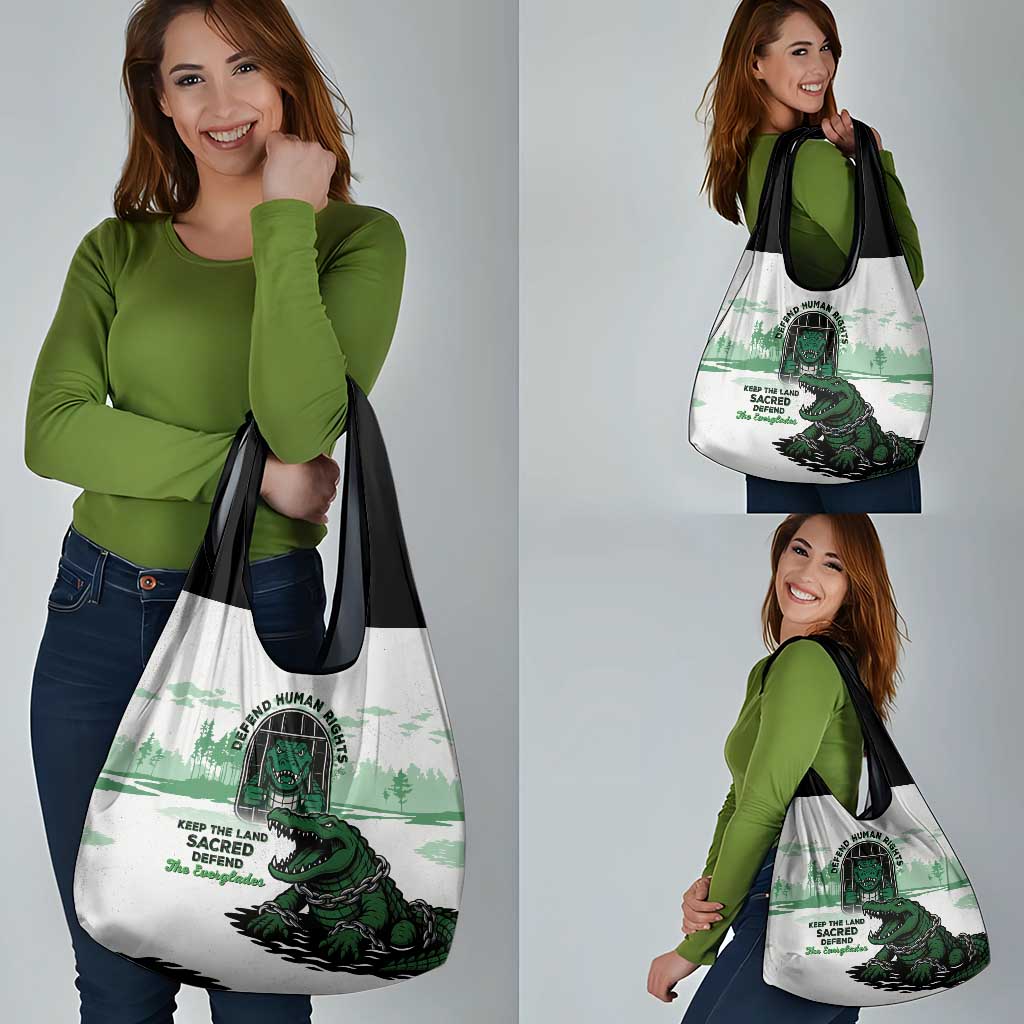 Alligator Alcatraz Defend Human Rights Grocery Bag Defend The Everglades - Wonder Print Shop