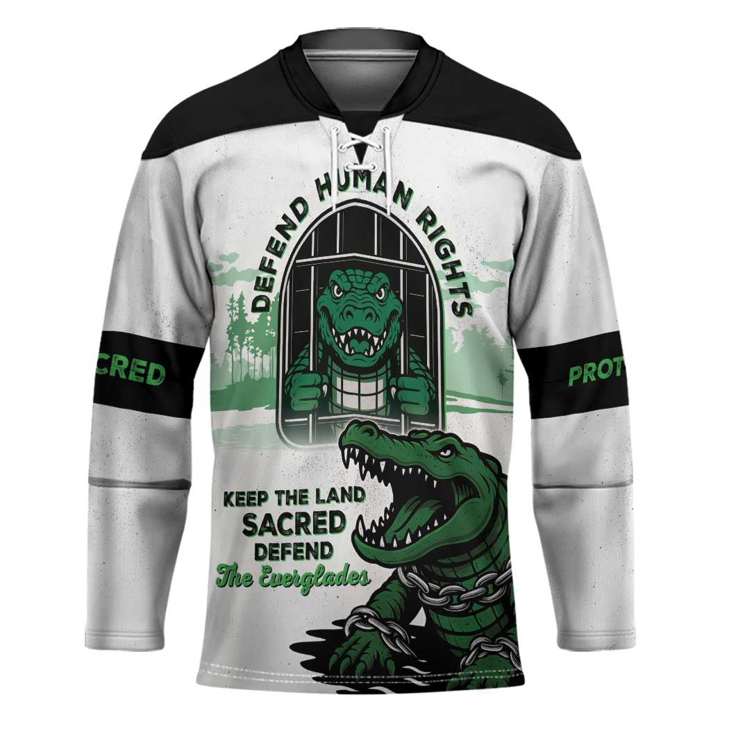Alligator Alcatraz Defend Human Rights Hockey Jersey Defend The Everglades - Wonder Print Shop