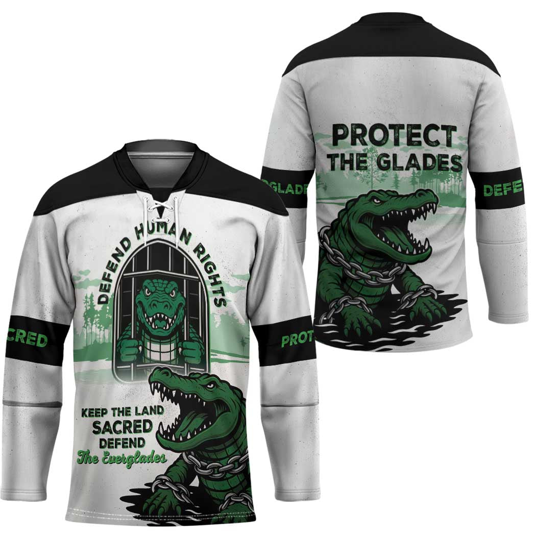 Alligator Alcatraz Defend Human Rights Hockey Jersey Defend The Everglades - Wonder Print Shop