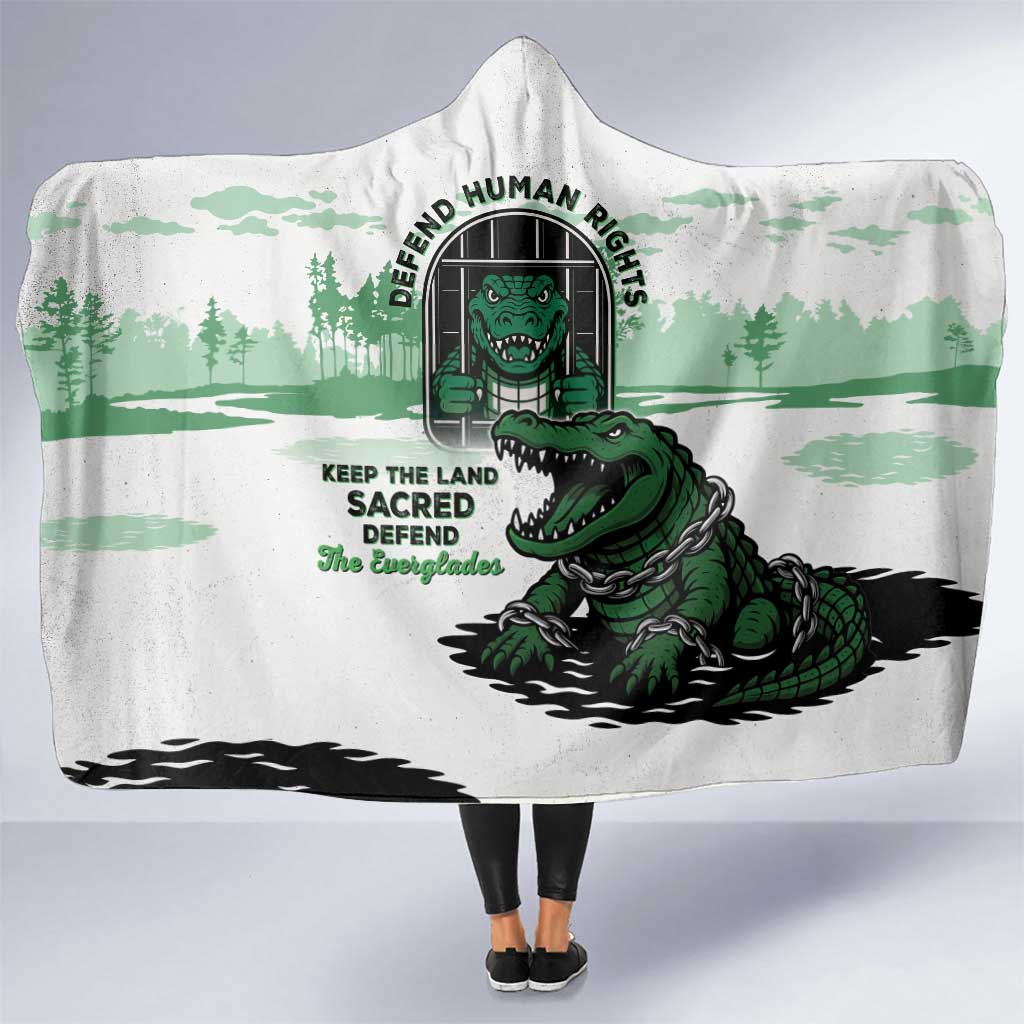 Alligator Alcatraz Defend Human Rights Hooded Blanket Defend The Everglades - Wonder Print Shop