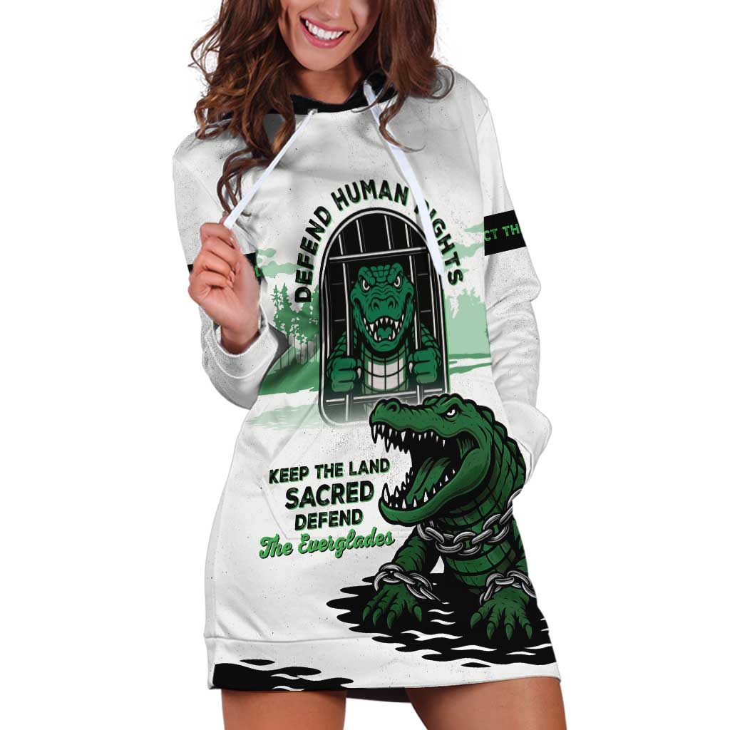 Alligator Alcatraz Defend Human Rights Hoodie Dress Defend The Everglades - Wonder Print Shop