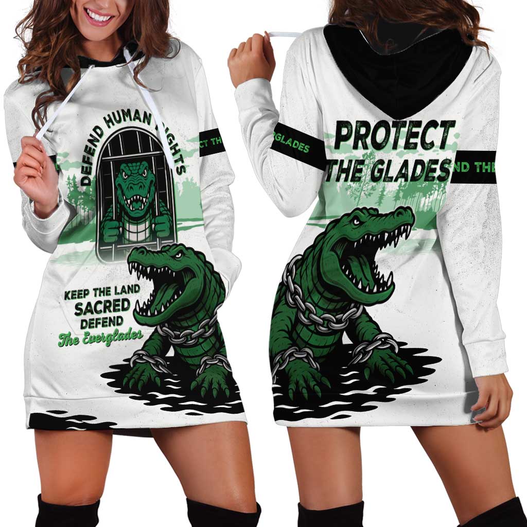 Alligator Alcatraz Defend Human Rights Hoodie Dress Defend The Everglades - Wonder Print Shop