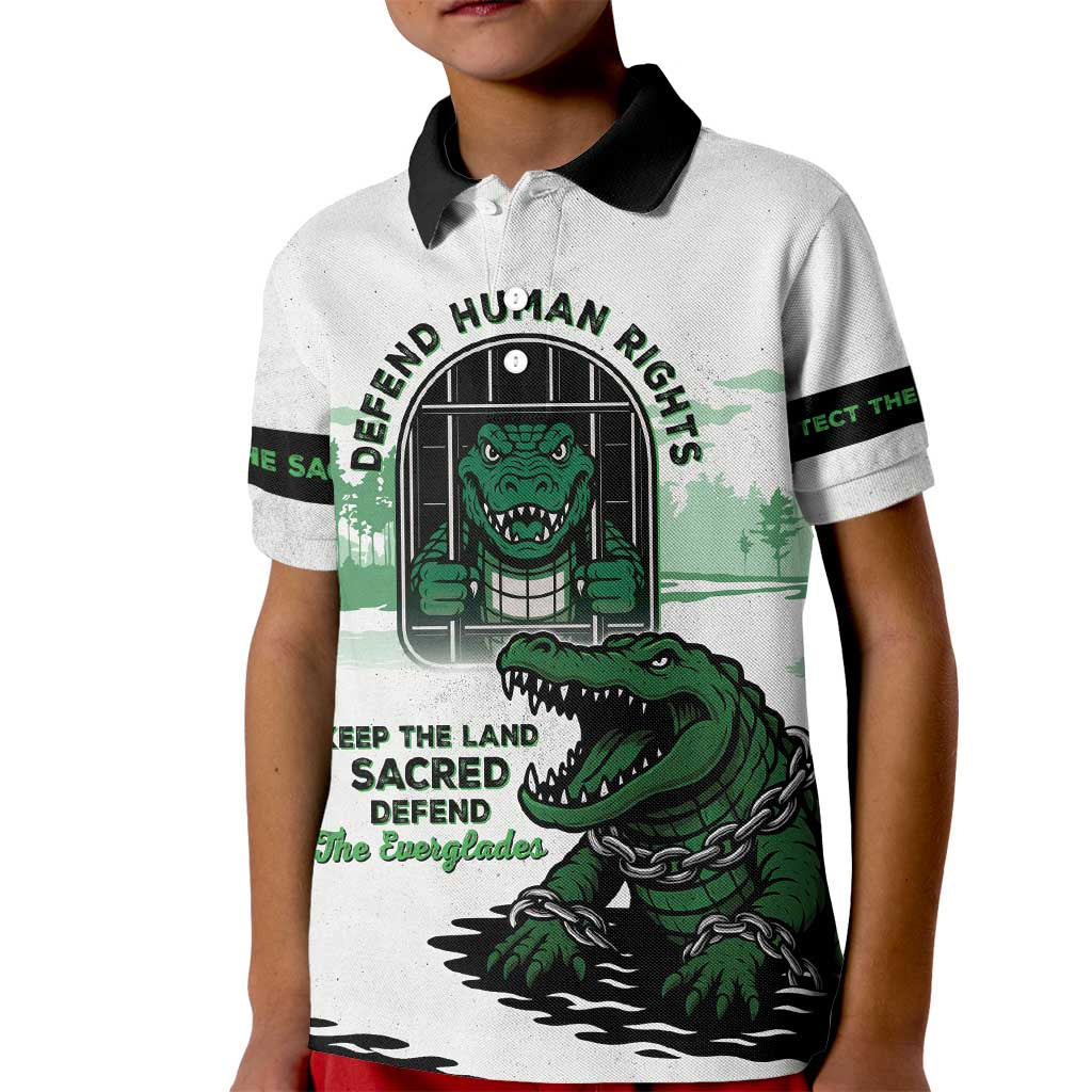 Alligator Alcatraz Defend Human Rights Kid Polo Shirt Defend The Everglades - Wonder Print Shop