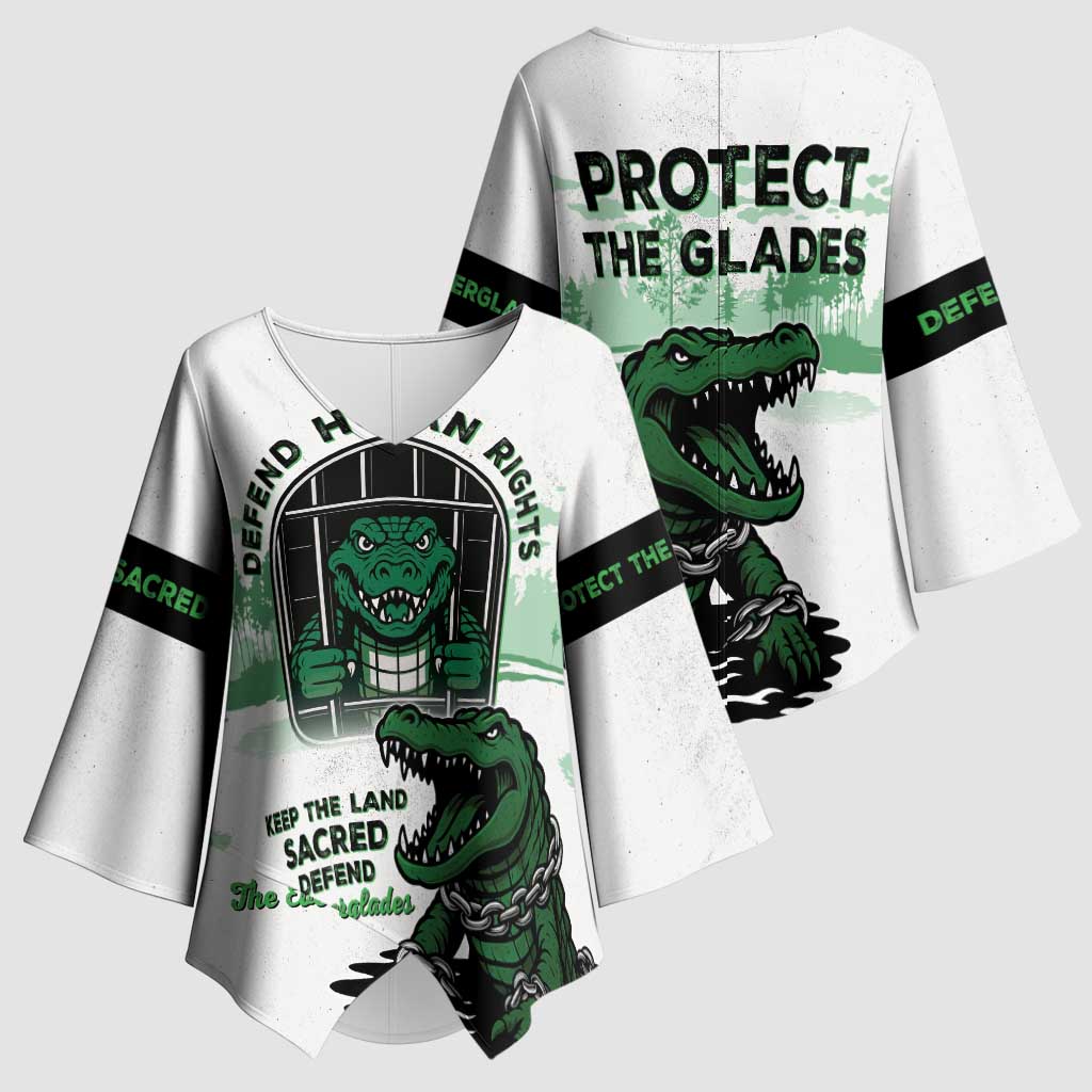Alligator Alcatraz Defend Human Rights Kimono Sleeve Blouse Defend The Everglades - Wonder Print Shop