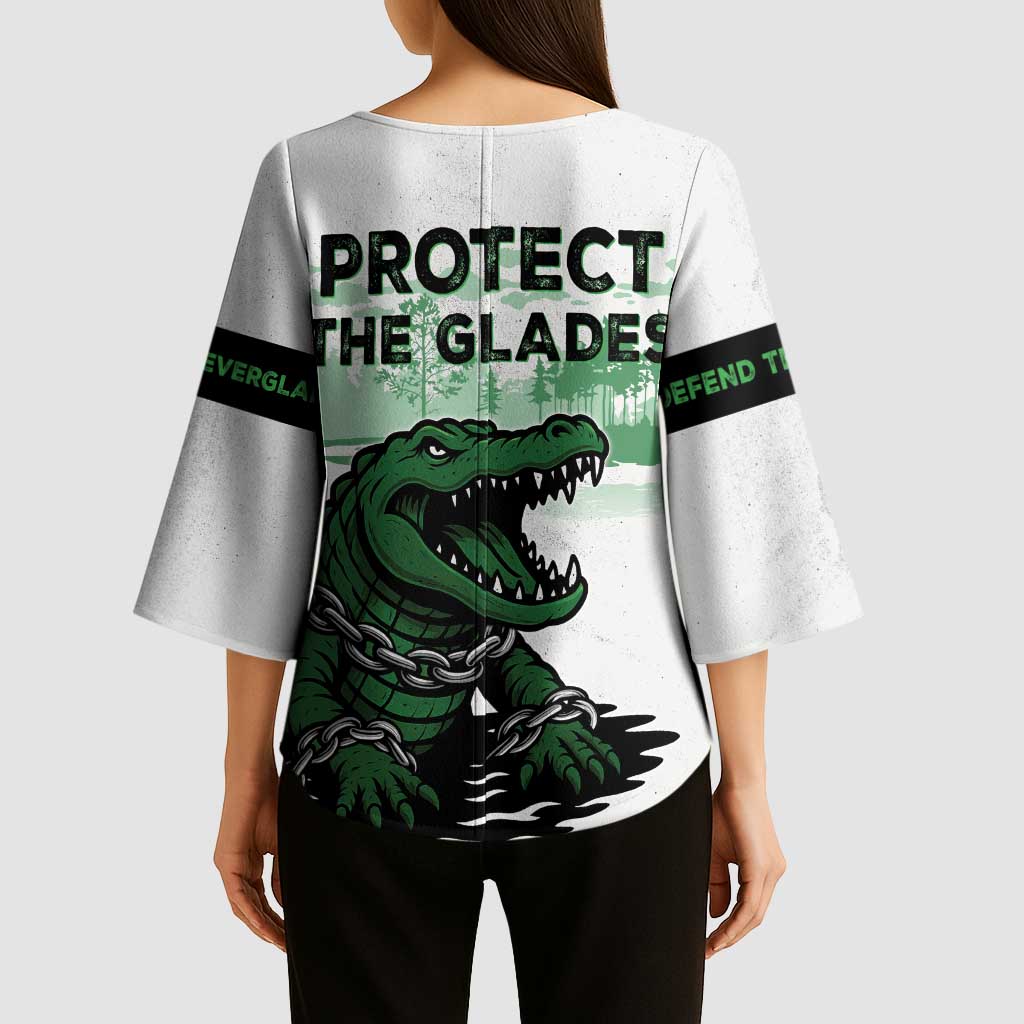 Alligator Alcatraz Defend Human Rights Kimono Sleeve Blouse Defend The Everglades - Wonder Print Shop