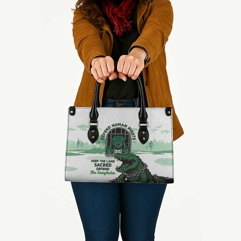 Alligator Alcatraz Defend Human Rights Leather Bag Defend The Everglades - Wonder Print Shop