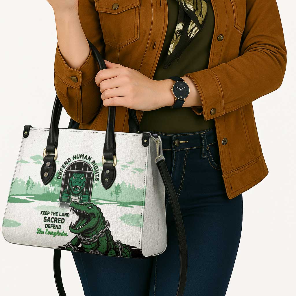 Alligator Alcatraz Defend Human Rights Leather Bag Defend The Everglades - Wonder Print Shop