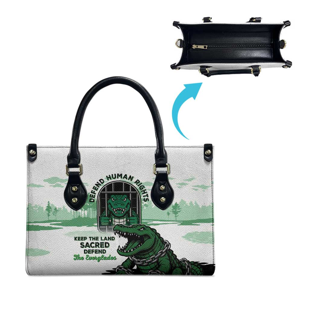 Alligator Alcatraz Defend Human Rights Leather Bag Defend The Everglades - Wonder Print Shop