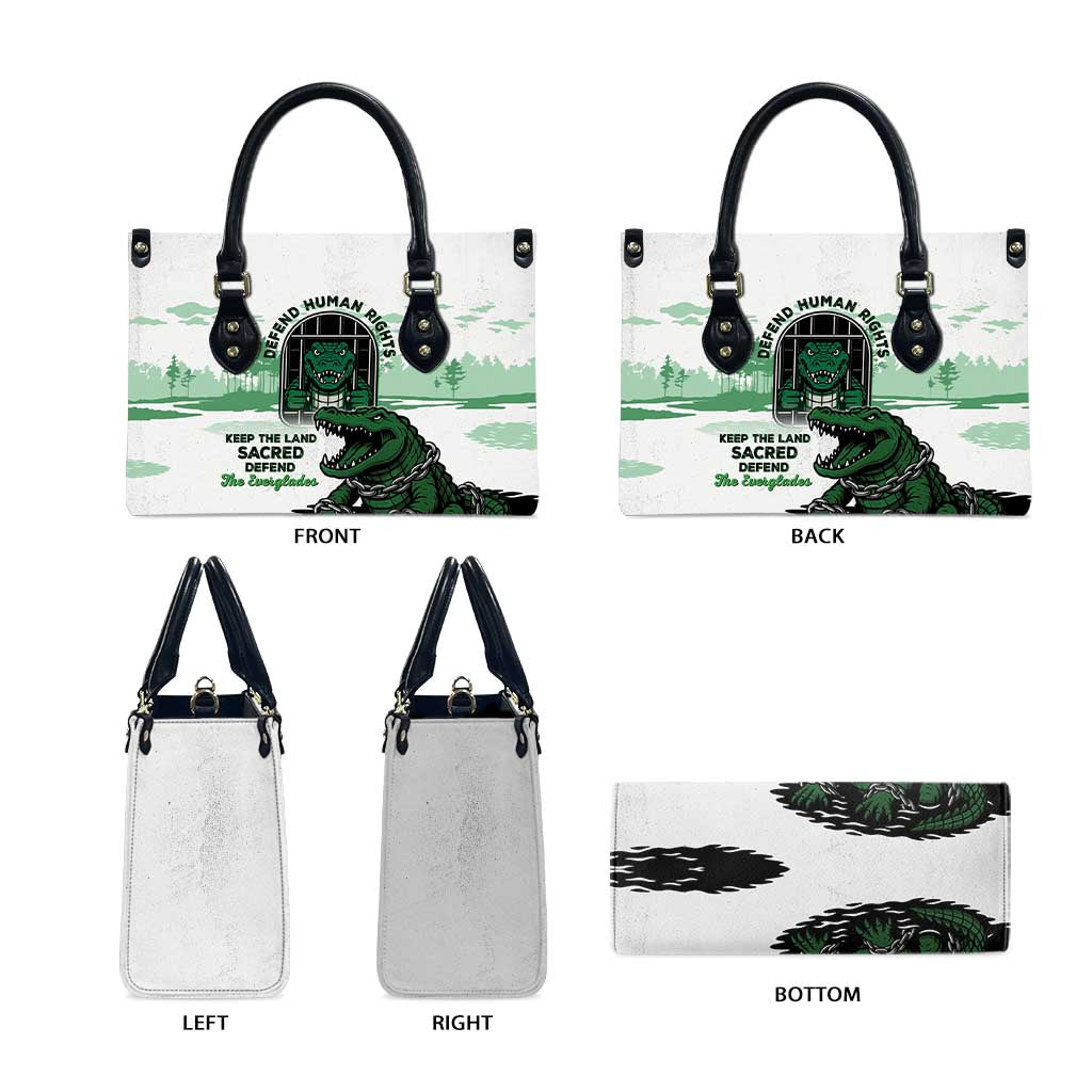 Alligator Alcatraz Defend Human Rights Leather Bag Defend The Everglades - Wonder Print Shop