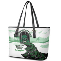 Alligator Alcatraz Defend Human Rights Leather Tote Bag Defend The Everglades - Wonder Print Shop