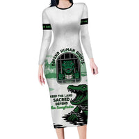 Alligator Alcatraz Defend Human Rights Long Sleeve Bodycon Dress Defend The Everglades - Wonder Print Shop