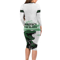 Alligator Alcatraz Defend Human Rights Long Sleeve Bodycon Dress Defend The Everglades - Wonder Print Shop