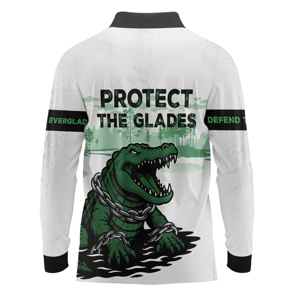 Alligator Alcatraz Defend Human Rights Long Sleeve Polo Shirt Defend The Everglades - Wonder Print Shop