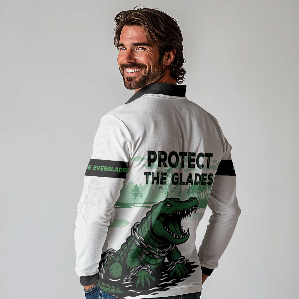 Alligator Alcatraz Defend Human Rights Long Sleeve Polo Shirt Defend The Everglades - Wonder Print Shop