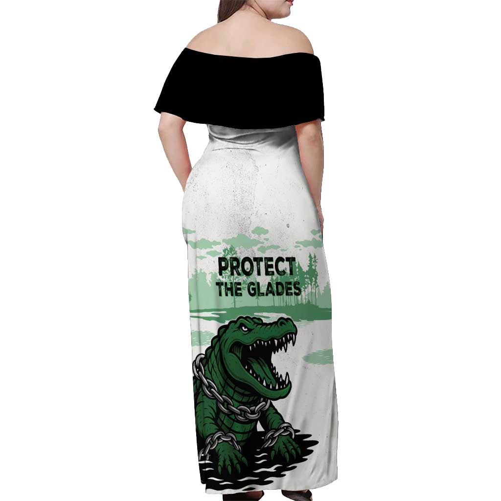Alligator Alcatraz Defend Human Rights Off Shoulder Maxi Dress Defend The Everglades - Wonder Print Shop