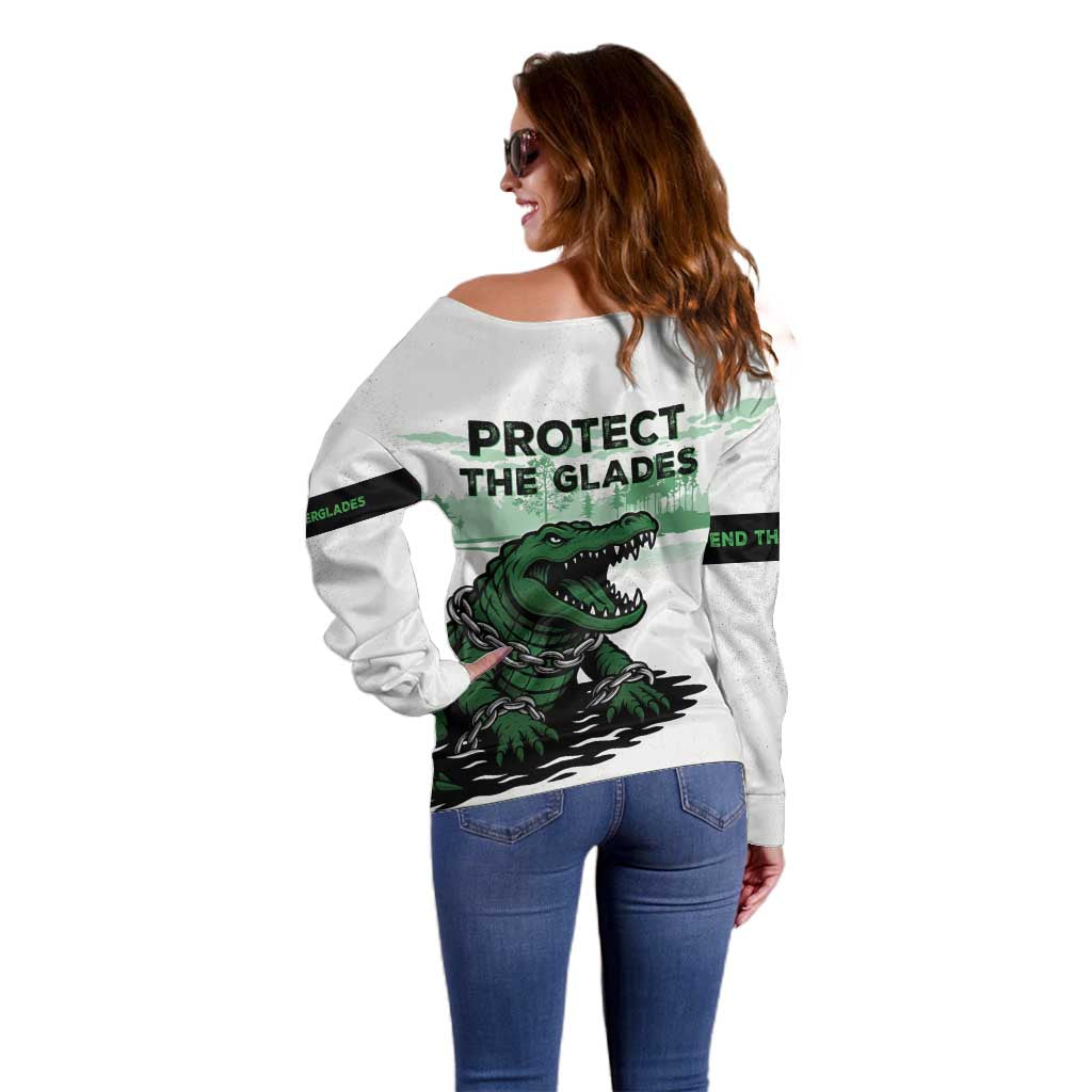 Alligator Alcatraz Defend Human Rights Off Shoulder Sweater Defend The Everglades - Wonder Print Shop