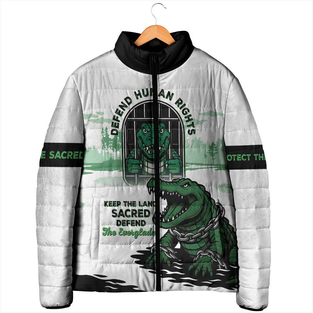 Alligator Alcatraz Defend Human Rights Padded Jacket Defend The Everglades - Wonder Print Shop