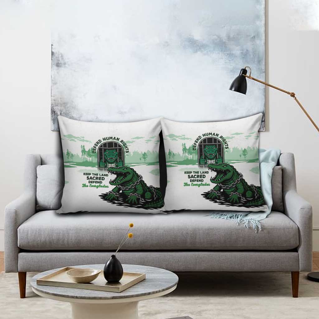 Alligator Alcatraz Defend Human Rights Pillow Cover Defend The Everglades - Wonder Print Shop