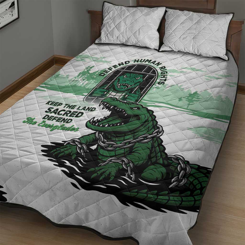 Alligator Alcatraz Defend Human Rights Quilt Bed Set Defend The Everglades - Wonder Print Shop