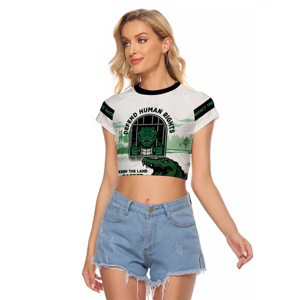 Alligator Alcatraz Defend Human Rights Raglan Cropped T Shirt Defend The Everglades - Wonder Print Shop