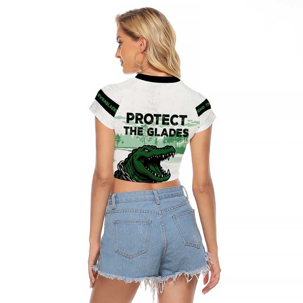Alligator Alcatraz Defend Human Rights Raglan Cropped T Shirt Defend The Everglades - Wonder Print Shop