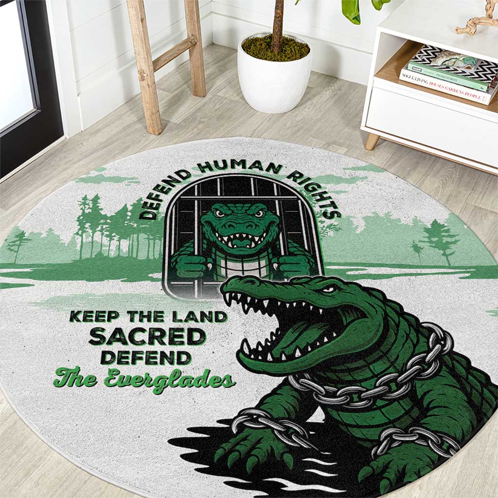 Alligator Alcatraz Defend Human Rights Round Carpet Defend The Everglades - Wonder Print Shop