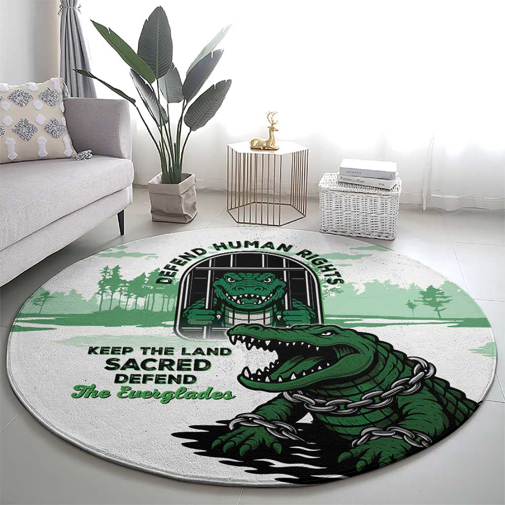 Alligator Alcatraz Defend Human Rights Round Carpet Defend The Everglades - Wonder Print Shop