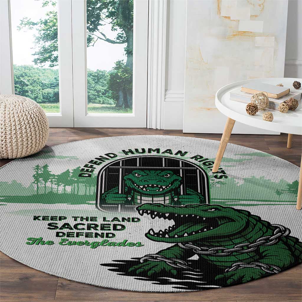 Alligator Alcatraz Defend Human Rights Round Carpet Defend The Everglades - Wonder Print Shop