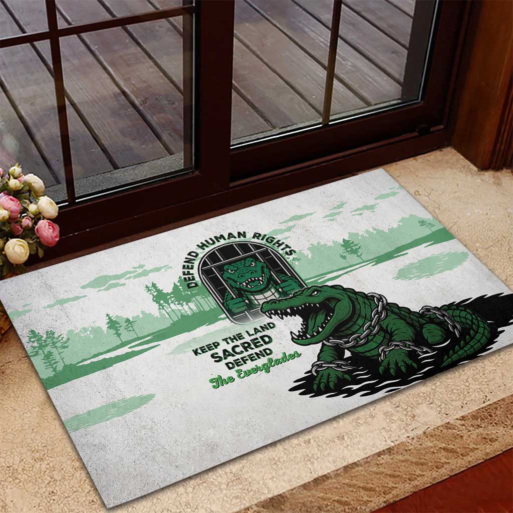 Alligator Alcatraz Defend Human Rights Rubber Doormat Defend The Everglades - Wonder Print Shop