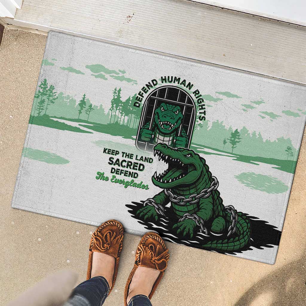 Alligator Alcatraz Defend Human Rights Rubber Doormat Defend The Everglades - Wonder Print Shop