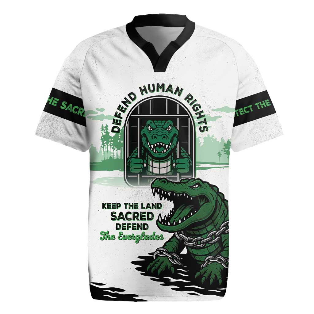 Alligator Alcatraz Defend Human Rights Rugby Jersey Defend The Everglades - Wonder Print Shop