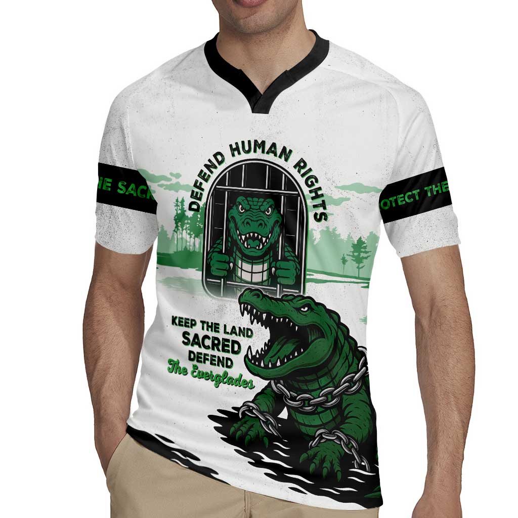 Alligator Alcatraz Defend Human Rights Rugby Jersey Defend The Everglades - Wonder Print Shop