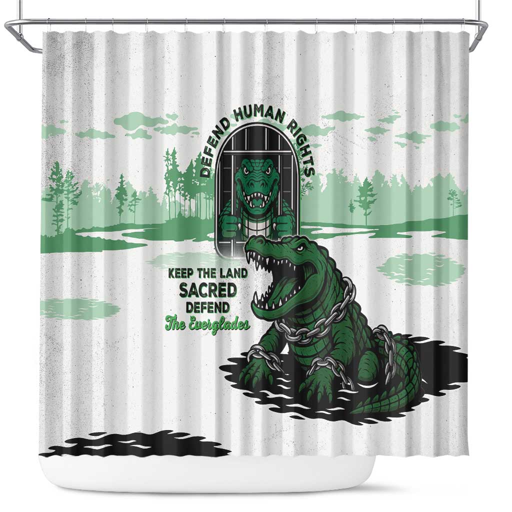 Alligator Alcatraz Defend Human Rights Shower Curtain Defend The Everglades - Wonder Print Shop