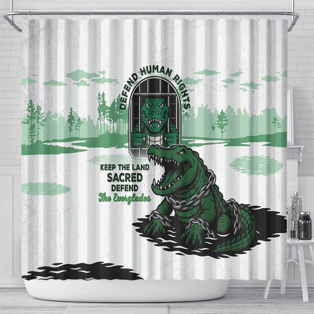 Alligator Alcatraz Defend Human Rights Shower Curtain Defend The Everglades - Wonder Print Shop