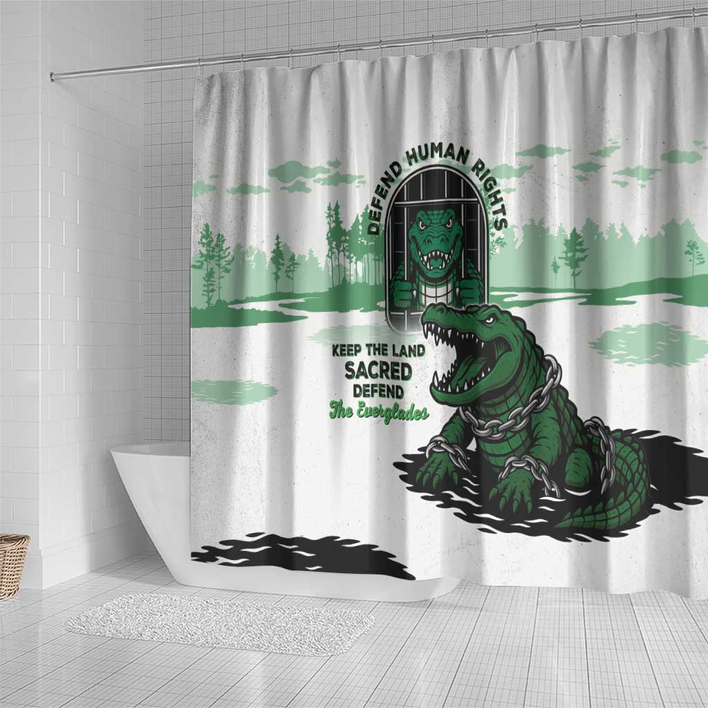 Alligator Alcatraz Defend Human Rights Shower Curtain Defend The Everglades - Wonder Print Shop